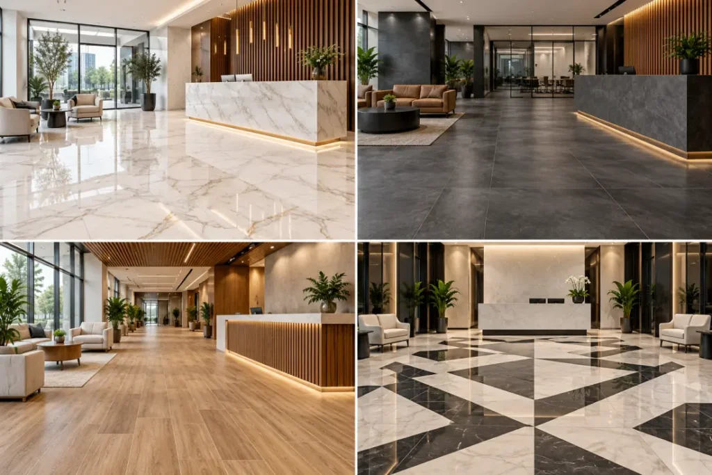 Lobby and Reception Office tiles Design Ideas