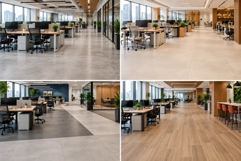 Open workstation Office tile Design Ideas